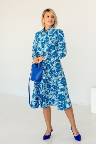 Платье А-315 голубо-белый